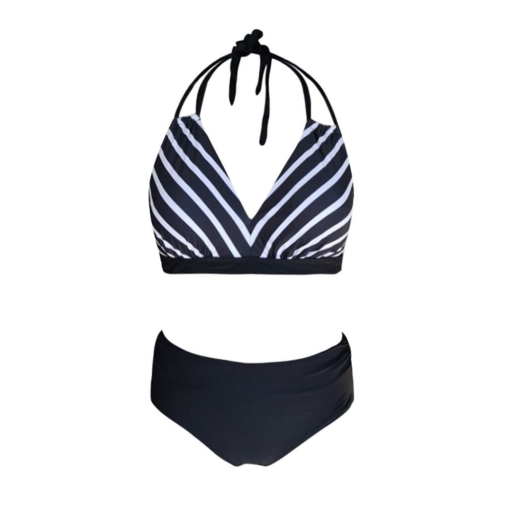 Sexy Bandage Bikinis Women High Waist Bikini Plus Size Womens Solid Beach Bathing Suits Sports Swimsuit Patchwork Beachwear