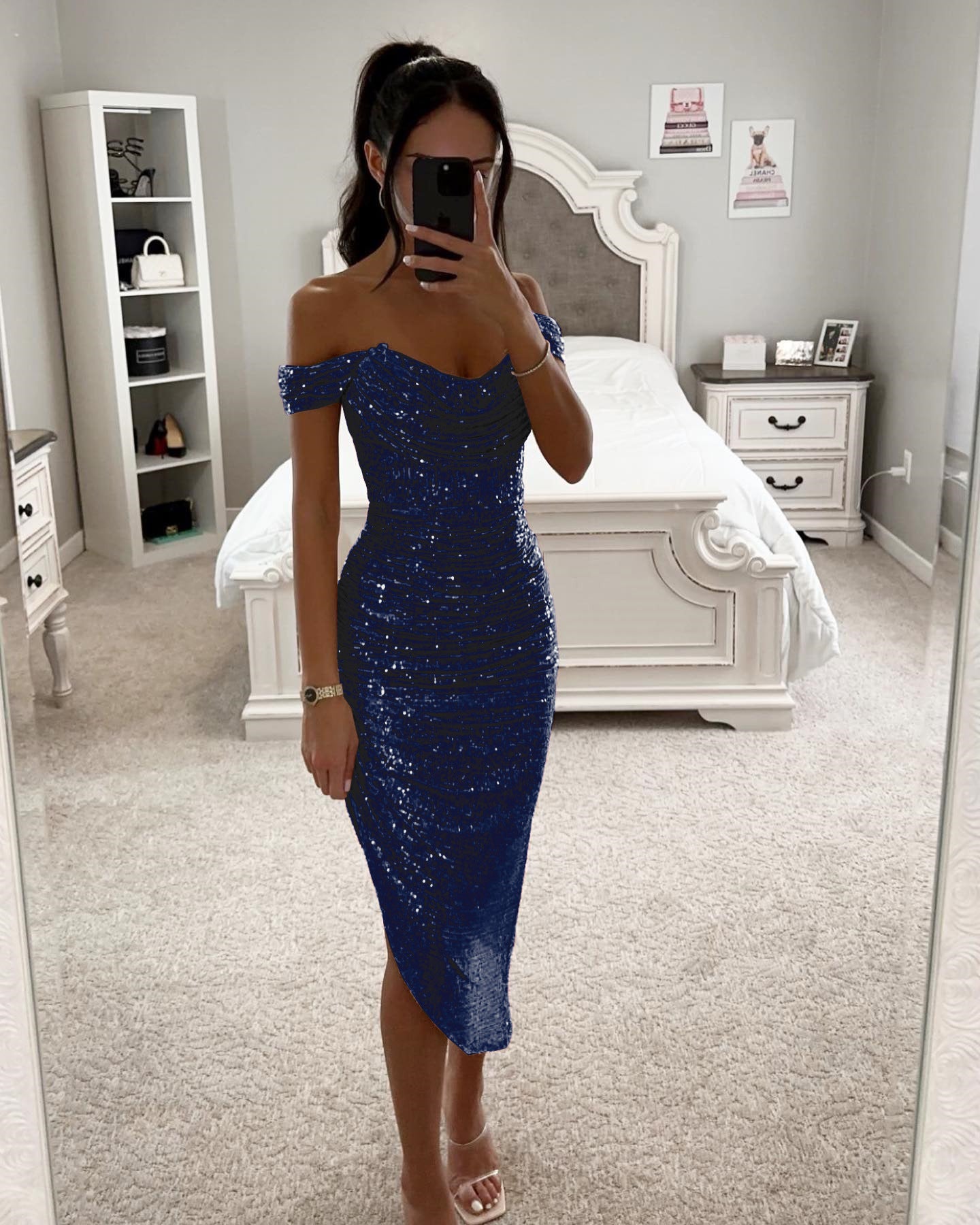 Sparkle Dress with Zipper, Casual Fashion Party Dress,