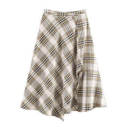 Chic Asymmetrical Plaid Midi Dress Women's Dress