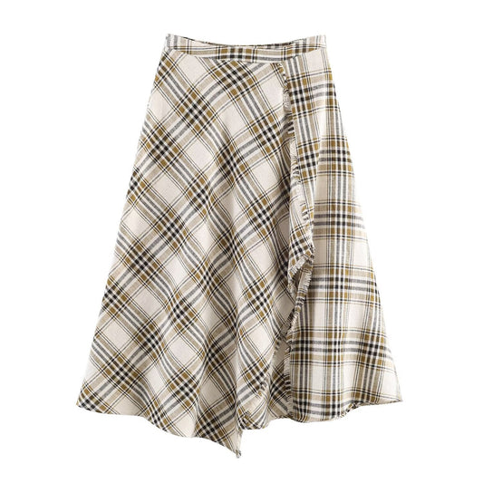 Chic Asymmetrical Plaid Midi Dress Women's Dress