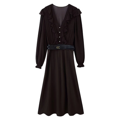 New Women's Dress with Belted Panel Midi Dress