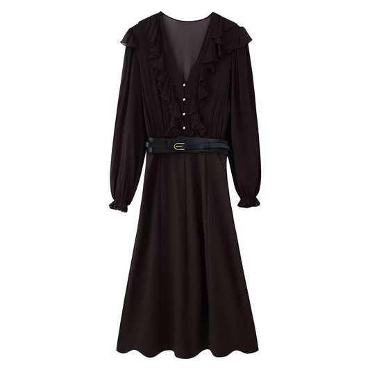 New Women's Dress with Belted Panel Midi Dress