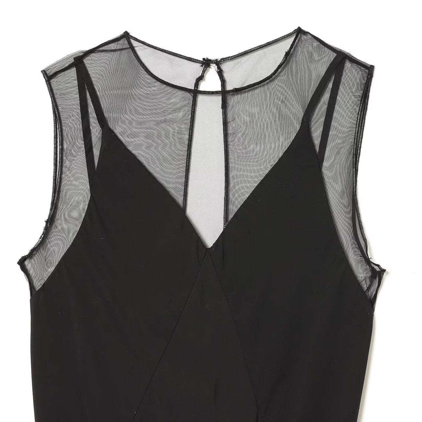 Elegant Sheer Dress Black Mini Dress for Women