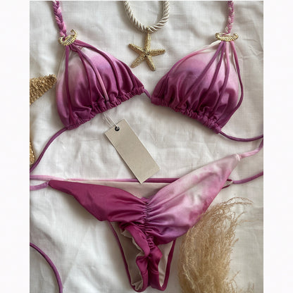 Bikini with Tie-Dye Design for Women's Swimsuit