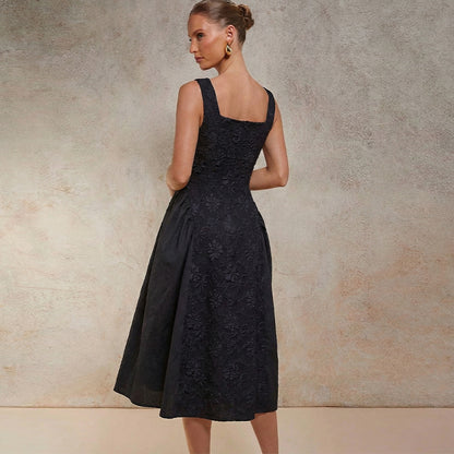 Embroidered Sleeveless Dress Mid-Length Women's Dress