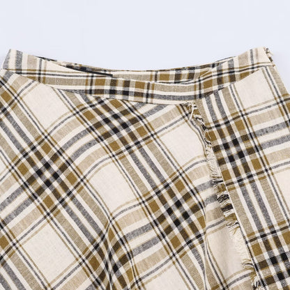 Chic Asymmetrical Plaid Midi Dress Women's Dress