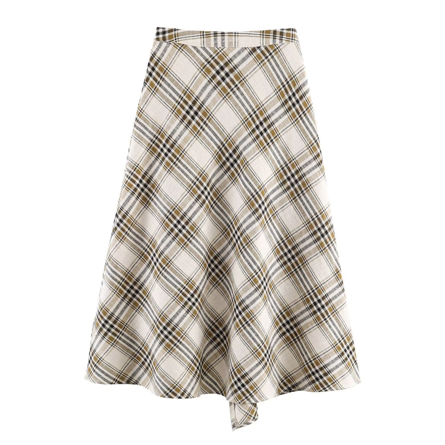 Chic Asymmetrical Plaid Midi Dress Women's Dress