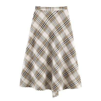 Chic Asymmetrical Plaid Midi Dress Women's Dress