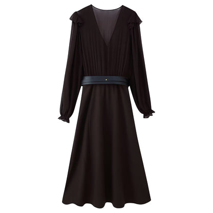New Women's Dress with Belted Panel Midi Dress