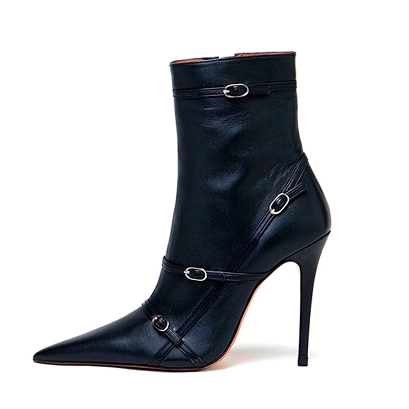 Women's Shoes New Autumn Thin High Heels Sexy Pointed Toe Black Beige Dress Party Wedding Lady Shoes Ankle Boots 41