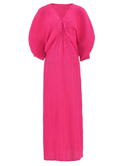 Dress Bat Sleeves V-Neck Long Dress