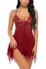 Sexy Erotic Lingerie Front Closure Babydoll Nightdress Thong Set Attractive Sleepwear Night Dress Robe Sexy Lingerie for Women