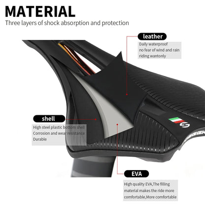 TOSEEK Soft Leather Road Bike Saddle Rail Eva Seat Bicycle Mountain Mtb Bike Front Seat