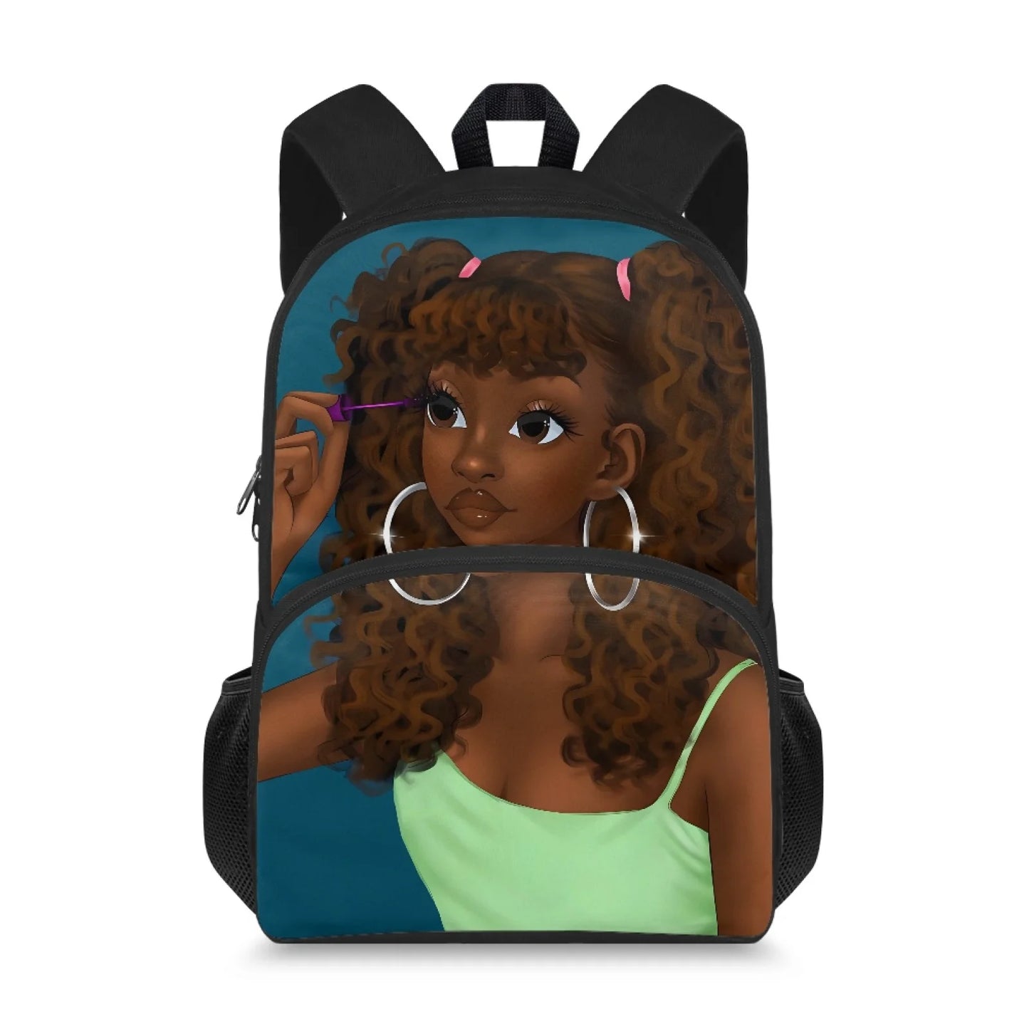 Cute Design Two Pocket African Black Arts Print Large Capacity Kids Backpacks Bag Unisex School Backpack for Children Boys Girls