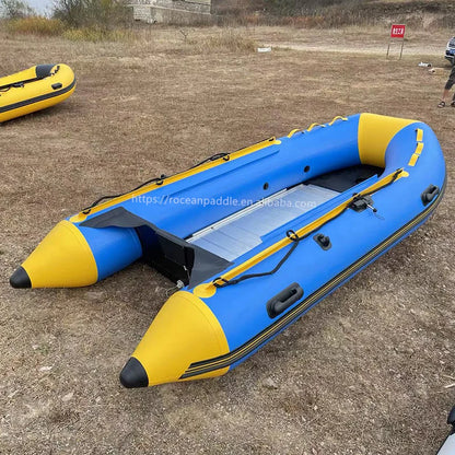 CE Approved Lightweight PVC Material Rubber Inflatable Boat 320 with Electric Motor with Aluminium Floor
