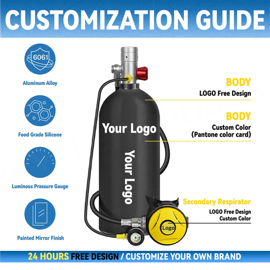 DIDEEP X6000 2025 High-Durable 3L Aluminum Alloy Scuba Air Tank 30-50 Minute Breath-Hold Diving Equipment 200bar High Pressure