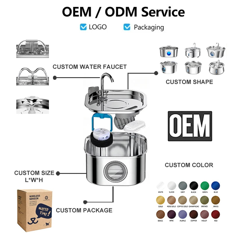 Stainless Steel Cat Water Fountain 3.2L Pet Water Fountain Pet Water Dispenser Automatic Cat Fountain Dog Bowls Cat Products