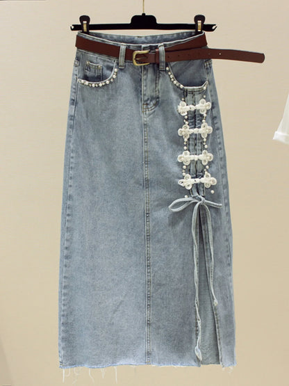 Boutique Wholesale 2025 Spring Fashion New High Waist Slimming Denim A-line Women's Skirt