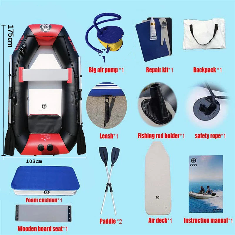 SOLAR MARINE 1.75 M Single Person Inflatable Kayak Pontoon Fishing Boat PVC Touring Rowing Canoe  Gift for Fishing Enthusiasts