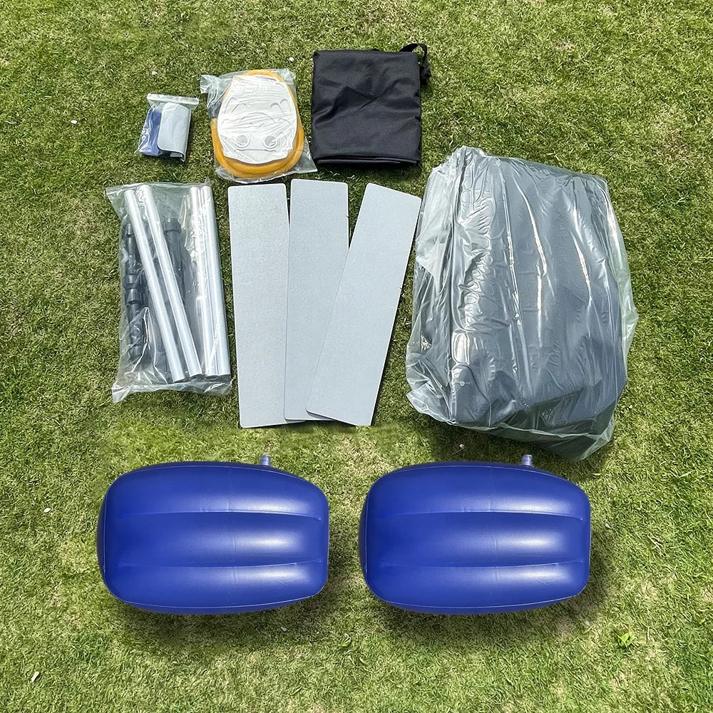 2 Persons Inflatable Fishing Kayak 6.89ft Rowing Boat Dinghy Boot Robber Yacht with Slatted Floor for Pool Lake River