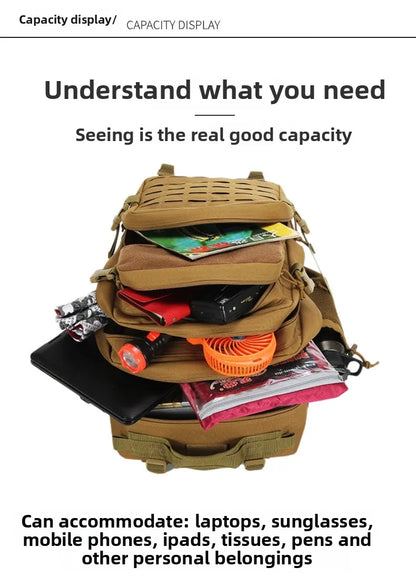 Unisex Multi-Functional Tactical Backpack Outdoor Fitness Sports Gear Zipper Closure Polyester Lining Fashion Cross-Border Stock