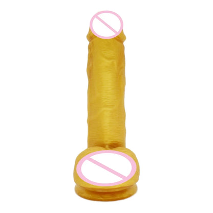 New Arrivals Silicone Golden Realistic Dildos Female Masturbation Suction Cup Penis Lesbian Adult Products