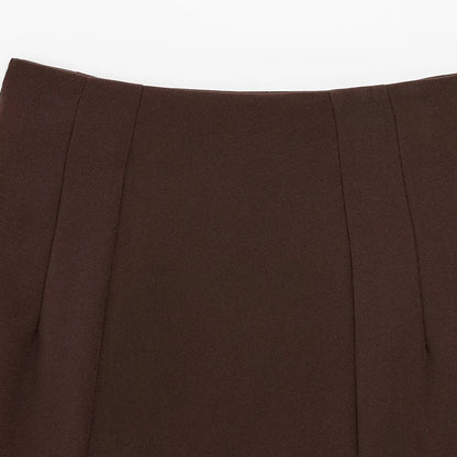 ZATRHMBM women's spring and summer 2025 new fashion mini skirt retro high waist solid color female skirt
