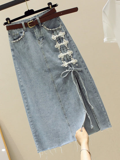Boutique Wholesale 2025 Spring Fashion New High Waist Slimming Denim A-line Women's Skirt