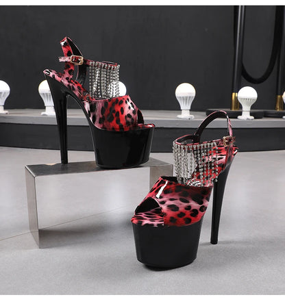 shoes for women 2026 Fashion Women Pumps Retro Thin Heels Sandals Leopard Spring Platform Dress Party Wedding Basic Shoes Woman