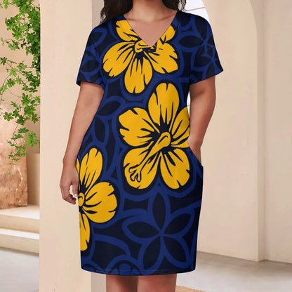 Plus Size Dress Skirts Polynesian Women Island Casual Party Dresses Samoan Design Tribal Dress Hot Sale Polyester Cotton Summer