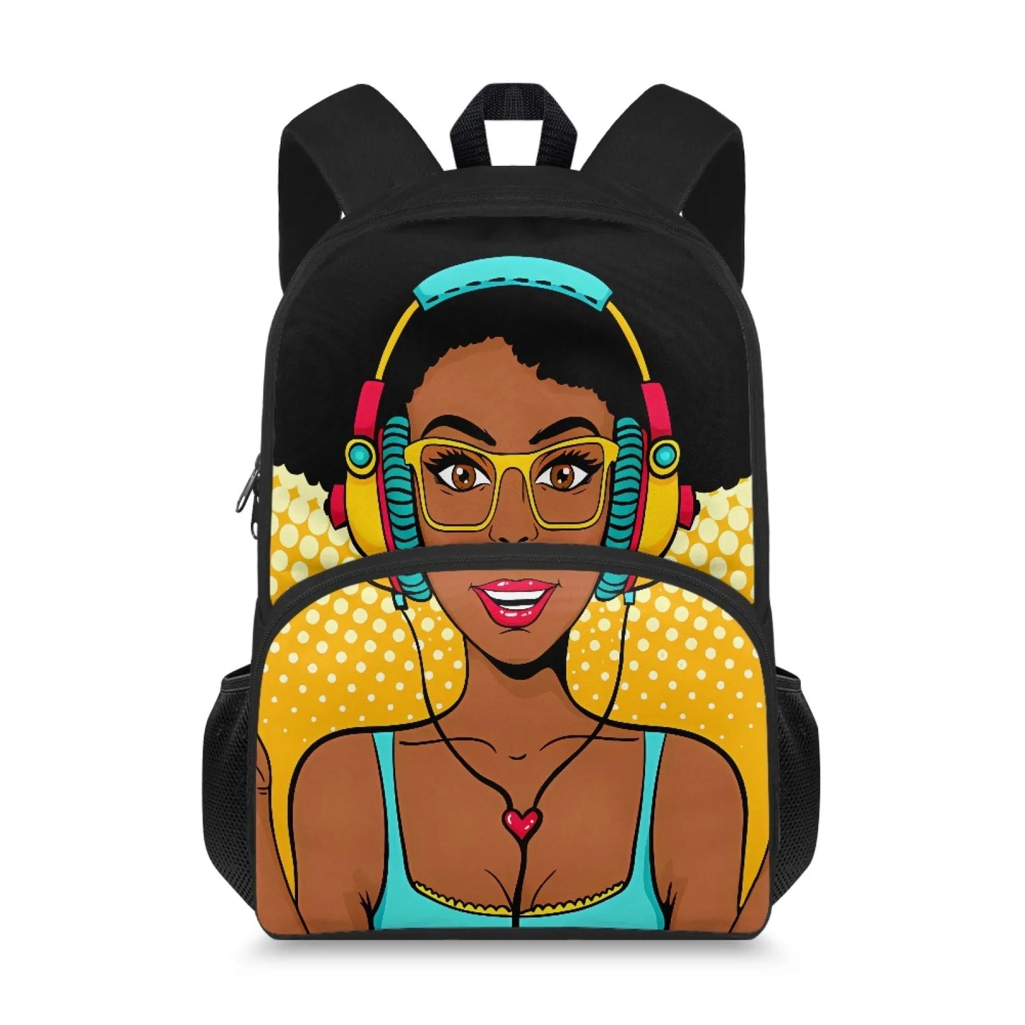 Cute Design Two Pocket African Black Arts Print Large Capacity Kids Backpacks Bag Unisex School Backpack for Children Boys Girls