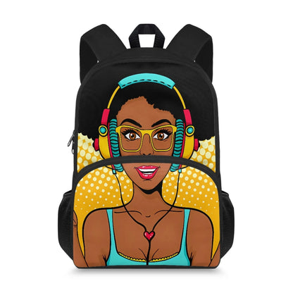 Cute Design Two Pocket African Black Arts Print Large Capacity Kids Backpacks Bag Unisex School Backpack for Children Boys Girls