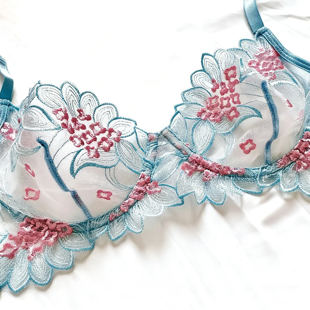 Hot Sale Women's Nightrobe Exotic Lace Bra Brief Set Bow Collar Sexy Floral Print Lingerie Sleeveless Plus for Summer