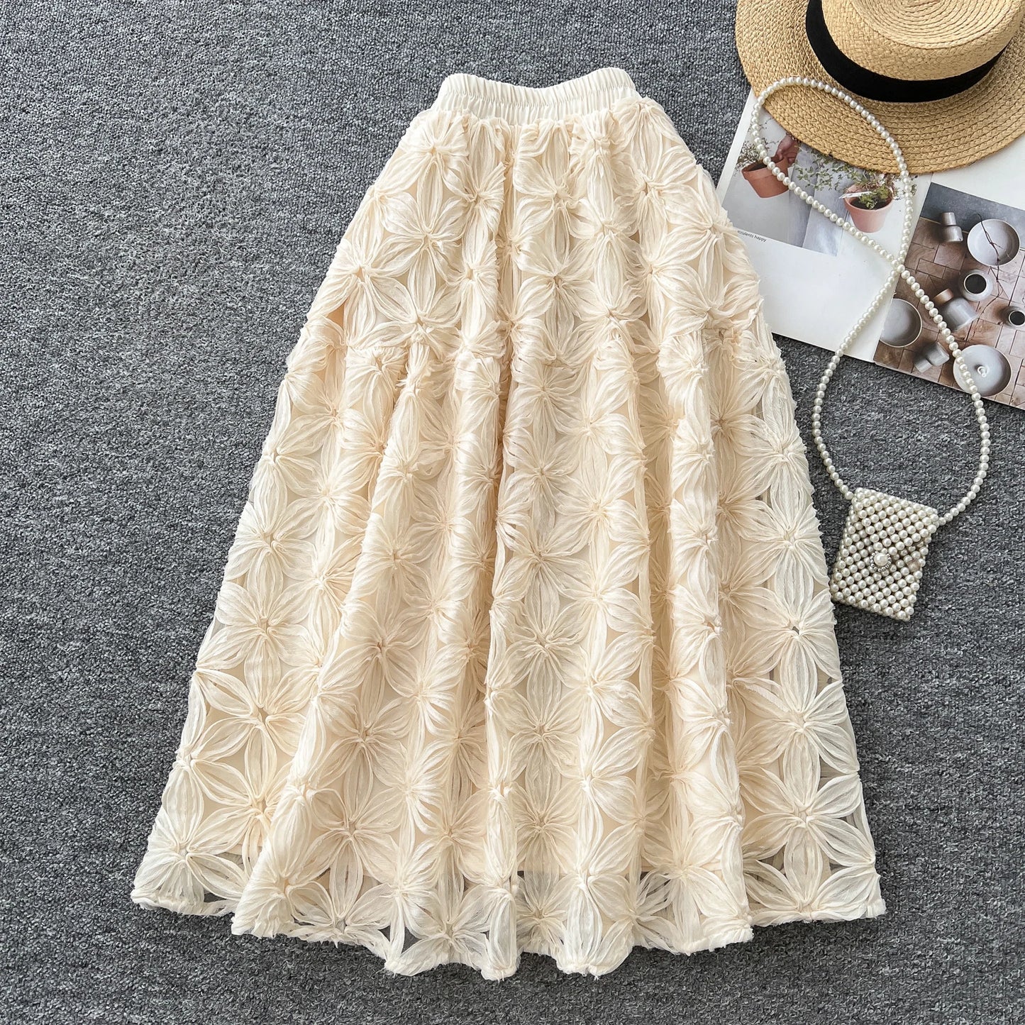 Boutique Wholesale 2025 Spring Fashion New French High Waisted A-line Sweet Temperament Women's Half Skirt