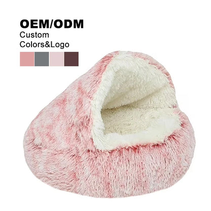 Long Plush Pet Bed Cat Bed Round Kitty Mat Sofa Soft Warm Pet Basket for Cats Nest Pet Cushion Cat Products