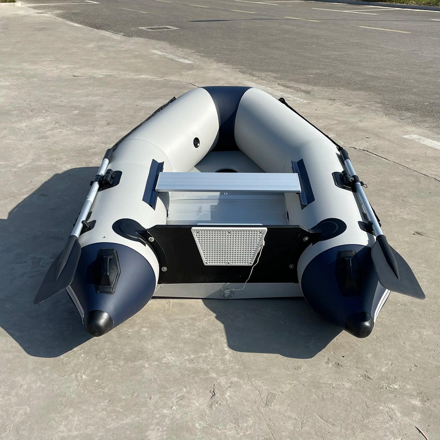 Portable Solar Marine 3 Person 230cm 7.5 ft Aluminum Floor Inflatable River Kayaks Fishing Boats Dinghy for Family Entertainment