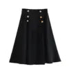 KAR&OT ZA 2026 Spring New Women's Casual Fashion High Waist Covering Cross Slimming Mid-Length A-Line All-match Skirt
