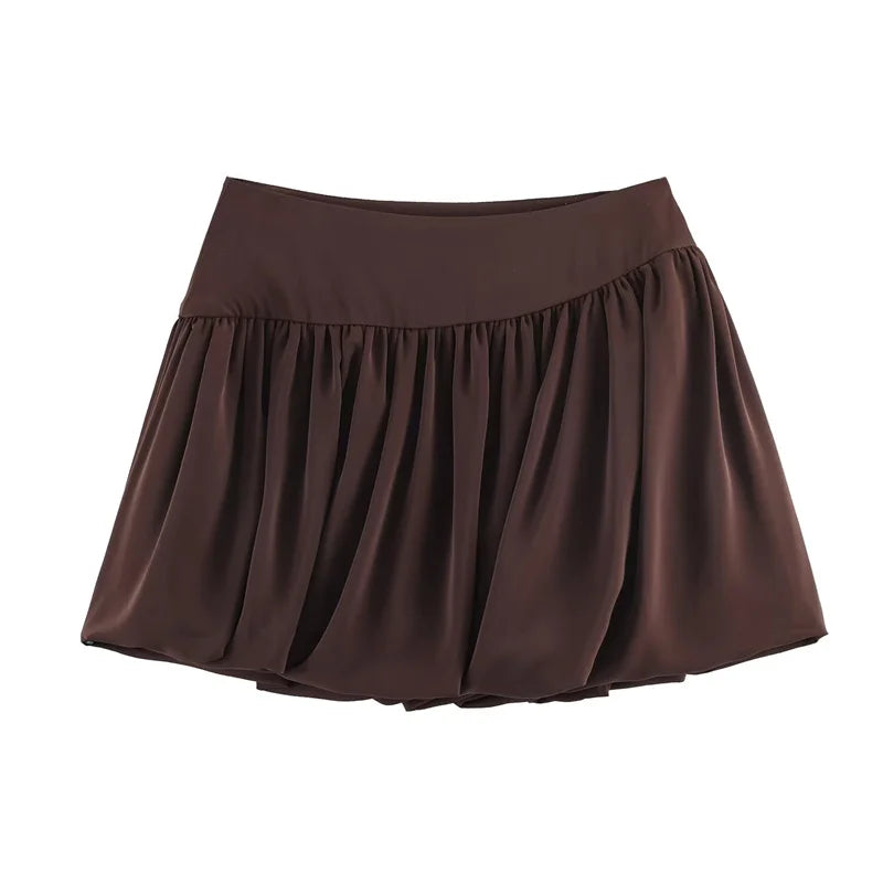 KAR&OT ZA Women's 2026 Spring New Arrival Commuter Style Zipper High-Waisted Puffy Hem Mini Skirt 2083911