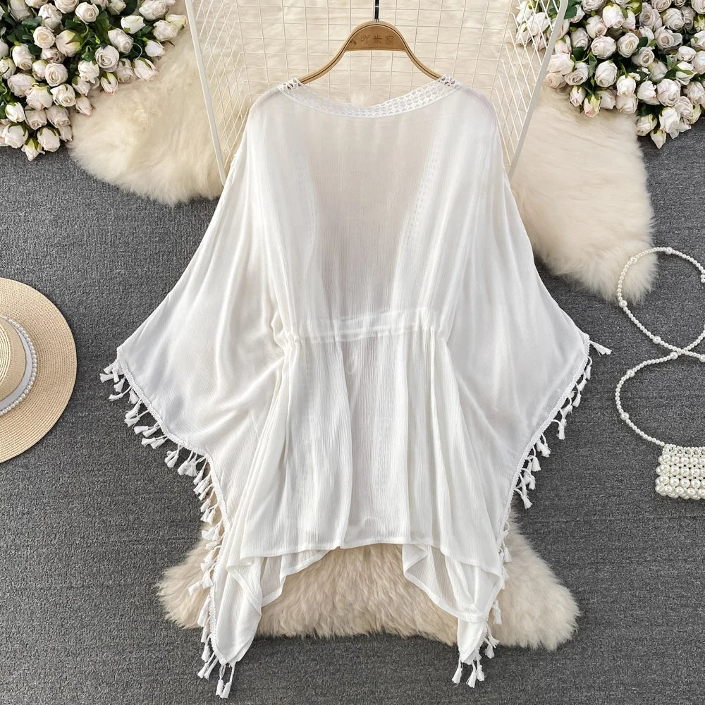Summer Beach Wear Tops Tassels Bikini Cover Ups
