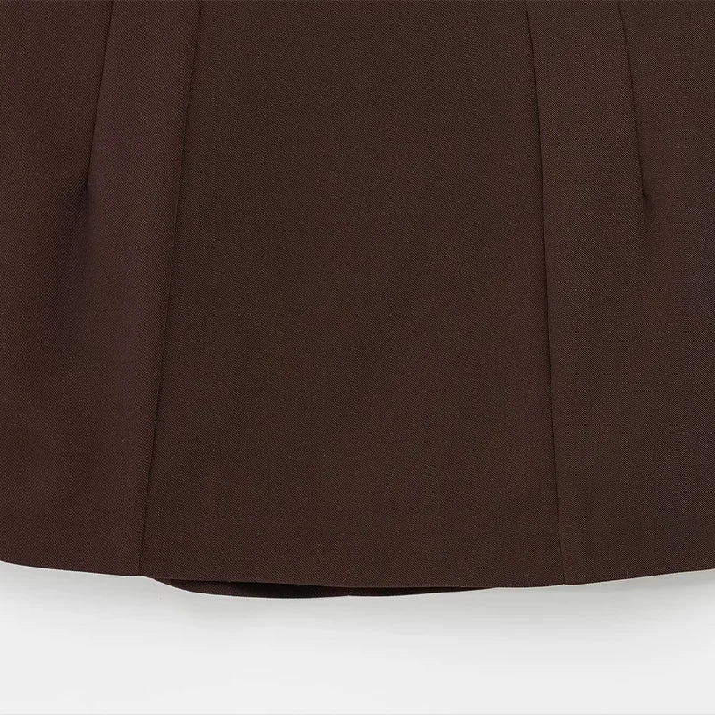 ZATRHMBM women's spring and summer 2025 new fashion mini skirt retro high waist solid color female skirt