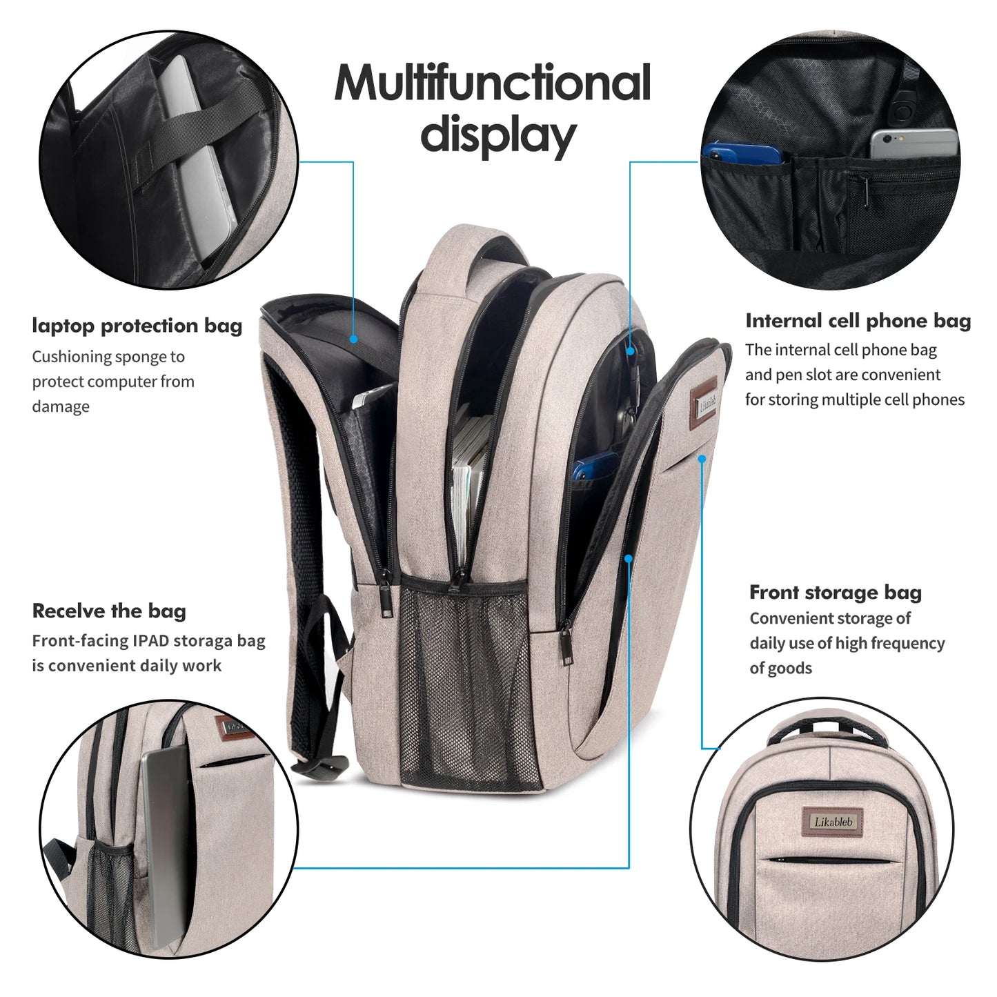 Unisex Waterproof  Backpack with Zipper Closure 36-55L Capacity