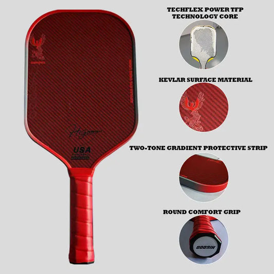 Red Kevlar GEN4 Pro IV Pickleball Paddle EVA Honeycomb Elongated 16mm TFP Generation Propulsion Rough Surface Entertainment