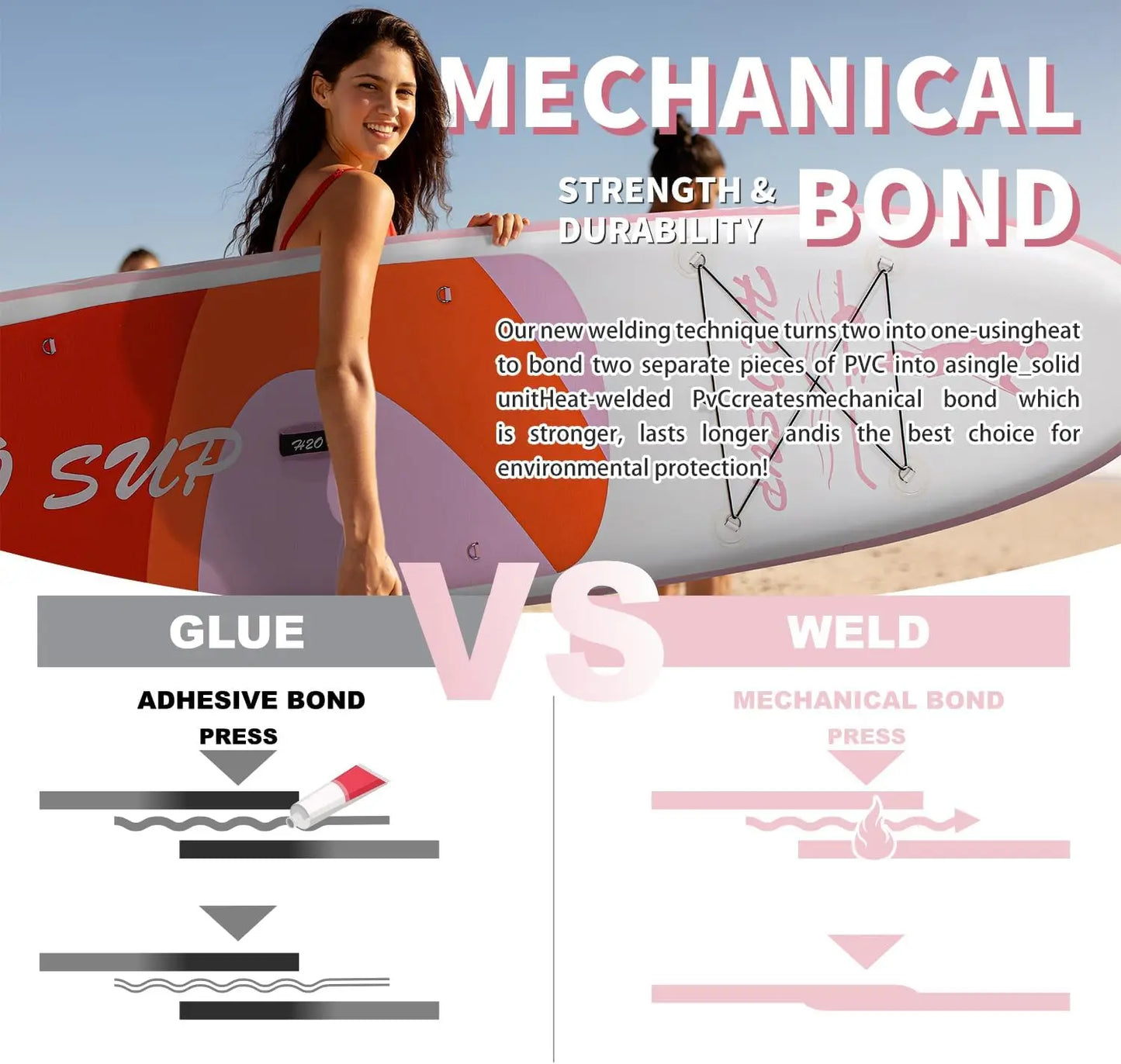 Orange Paddleboard Inflatable   Double Layer All Round Stand up Paddle Board Inflatable in pink SUP Surf  Paddle Board