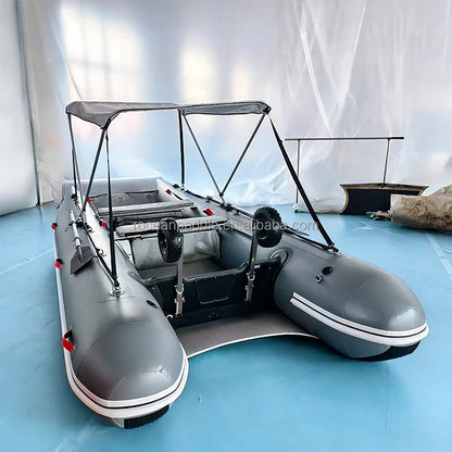 Factory Direct Cheap Price Inflatable Catamaran Dinghy 330-430cm Air Floor Foldable Mini Cat Boat for Fishing Diving