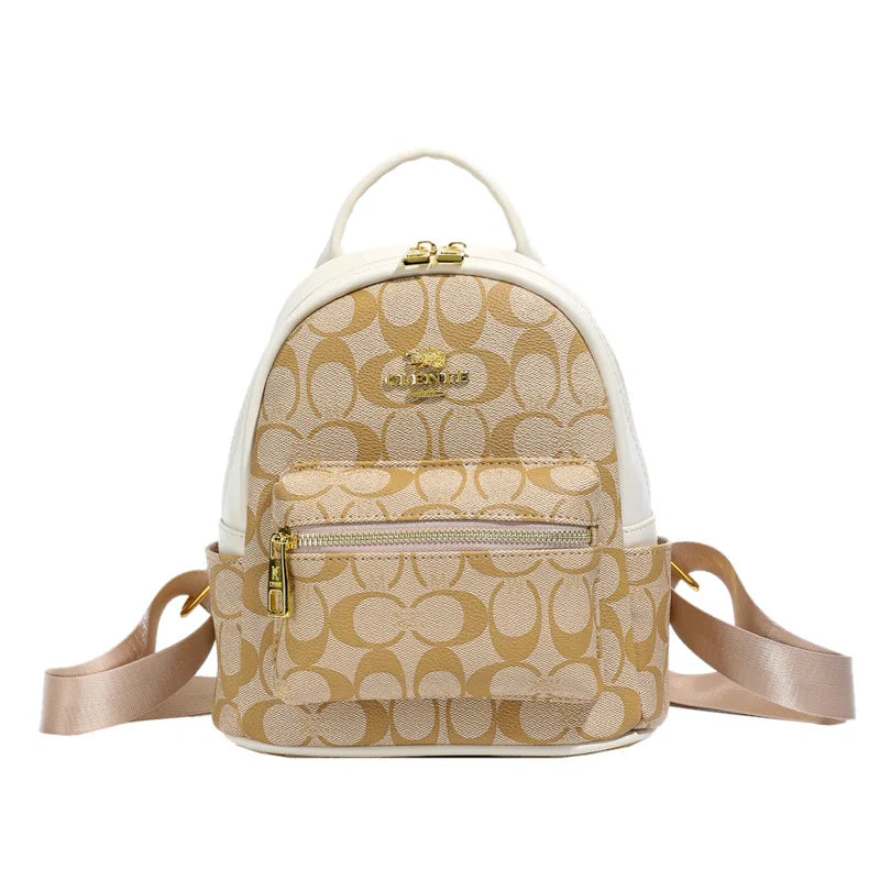 Women's Luxury Retro Casual PU Zipper Portable Polyester Lining High-end Fashion Travel College Style Backpack.661