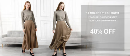 Womens Chic Pleated Swing Long Skirt with Liner Korean Fashion Kawaii Elastic High Waist OL Chiffon Shirring Mermaid Skirts K77