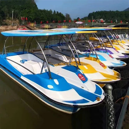 QIQU Commercial Grade Fiberglass 4 Person Leisure Watercraft 300kg Load Capacity for Guest Entertainment Resort Hotel Pedal Boat