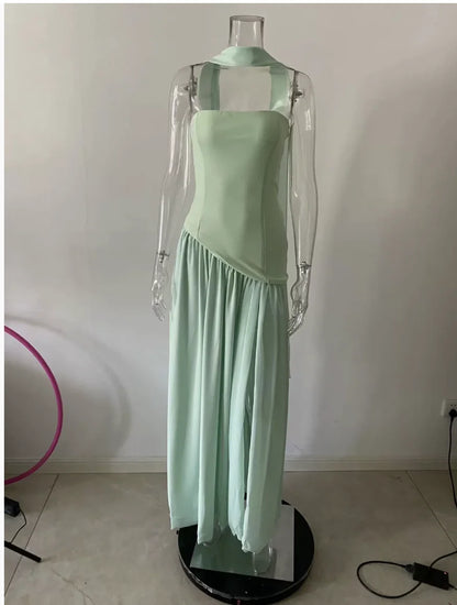Spring and Summer 2025 Sexy Backless Tube Top Slim Fit Dress New Hot Sale Split Strap Long Dress