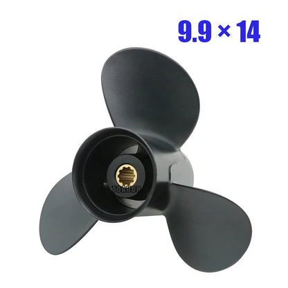 Propeller 9.9x14 for Tohatsu Outboard Engines MFS25B MFS30B Aluminum 10 Tooth Spline RH 349B64529-1