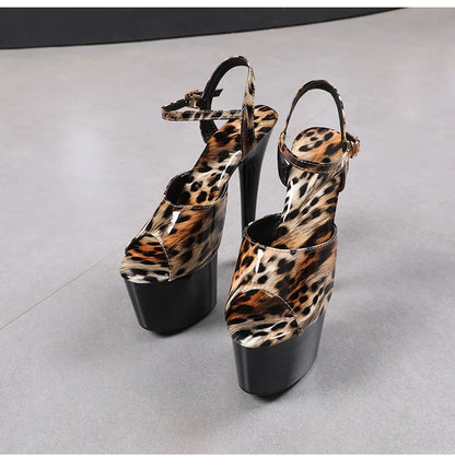 shoes for women 2022 Fashion Women Pumps Retro Thin Heels Sandals Leopard Spring Platform Dress Party Wedding Basic Shoes Woman